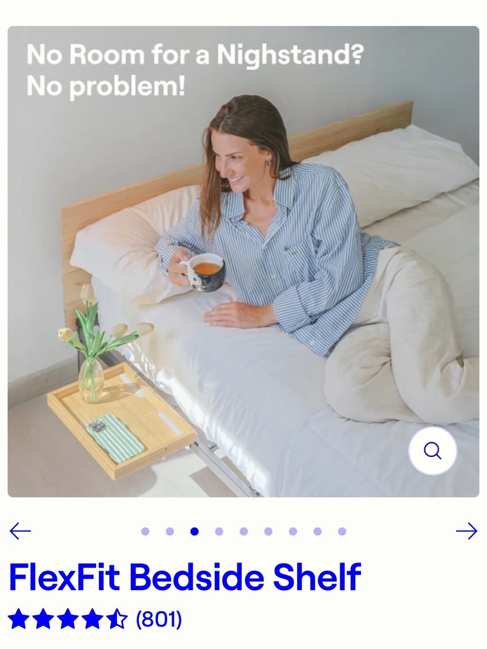 Bedside Shelf in White plastic - Space-Saving Bed Tray